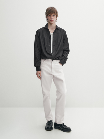 Massimo Dutti Slim-fit-denimhemd In Dunkelgrau