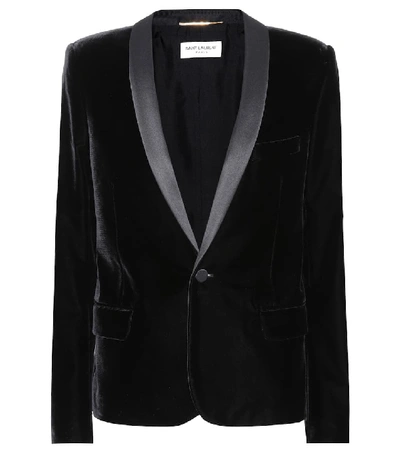 Saint Laurent Satin-trimmed Velvet Tuxedo Blazer In Black