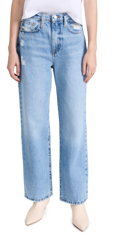 Frame Le Jane Ankle Wide Leg Jeans In Baines Rips