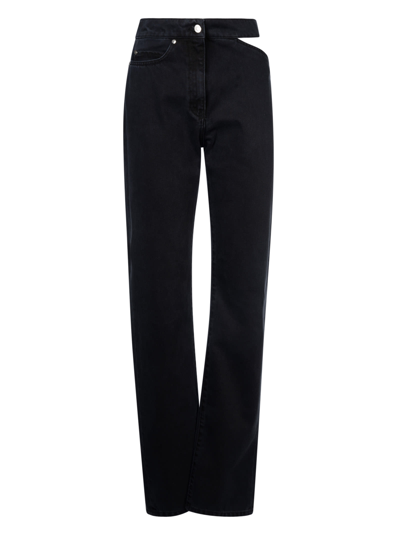 Msgm High Waist Buttoned Jeans In Black