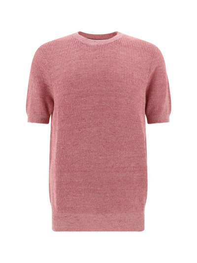 Brunello Cucinelli T-shirt In Lampone+corda