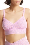 Hanky Panky Leopard Cross Dye Retro Bralette In Rose Petal/orange Blossom