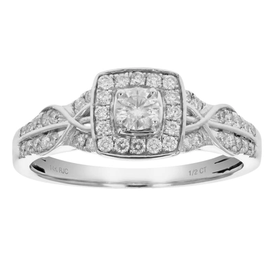 Vir Jewels 1/2 Cttw Diamond Engagement Ring 14k White Gold Cushion Shape Halo Wedding Ring In Silver