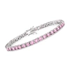 Ross-simons Simulated Pink Sapphire Tennis Bracelet In Sterling Silver In Multi