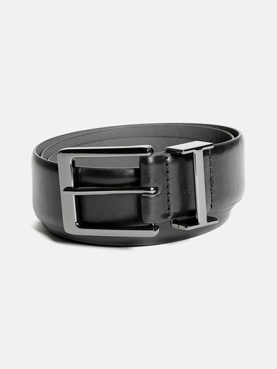 Guess Factory Logo Charm Belt In Black