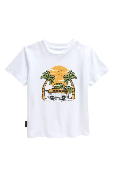 Tiny Tribe Kids' Beach Scene Graphic T-shirt In White