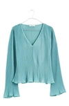 Madewell Marcia Pleated Bell Sleeve Top In Summer Breeze