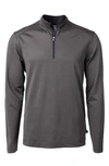 Cutter & Buck Cutter Buck Virtue Eco Pique Micro Stripe Recycled Mens Big & Tall Quarter Zip Jacket In Black,elemental Grey