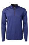 Cutter & Buck Cutter Buck Virtue Eco Pique Micro Stripe Recycled Mens Big & Tall Quarter Zip Jacket In Tour Blue,black