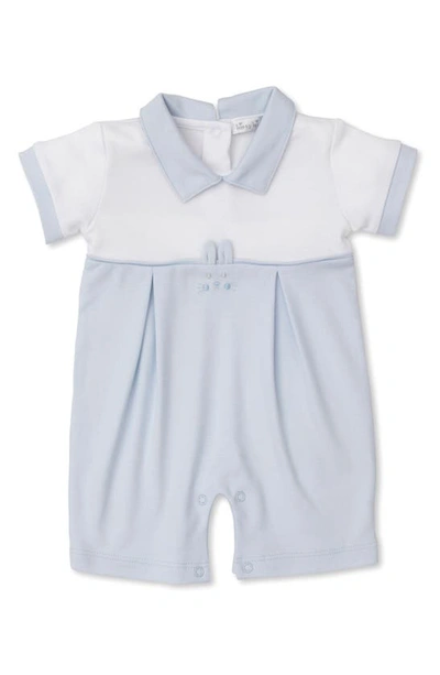 Kissy Kissy Babies' Embroidered Bunny Pima Cotton Romper In Light Blue/ White