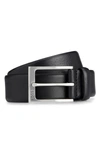 Hugo Boss Evan Grained Leather Belt In Black