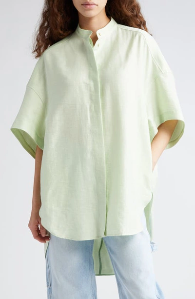 Stella Mccartney High-low Button-up Tunic Shirt In Green