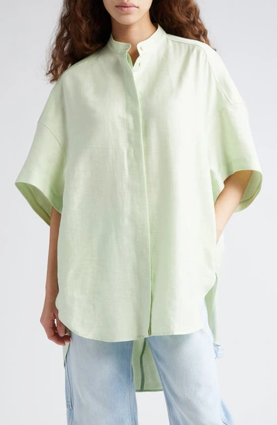 STELLA MCCARTNEY HIGH-LOW BUTTON-UP TUNIC SHIRT