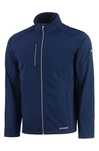 Cutter & Buck Evoke Eco Softshell Recycled Full Zip Mens Jacket In Navy Blue