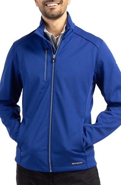 Cutter & Buck Evoke Eco Softshell Recycled Full Zip Mens Jacket In Tour Blue