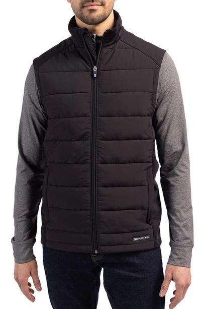 Cutter & Buck Evoke Water & Wind Resistant Full Zip Recycled Polyester Puffer Vest In Black