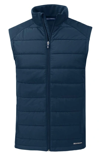 Cutter & Buck Evoke Water & Wind Resistant Full Zip Recycled Polyester Puffer Vest In Navy Blue