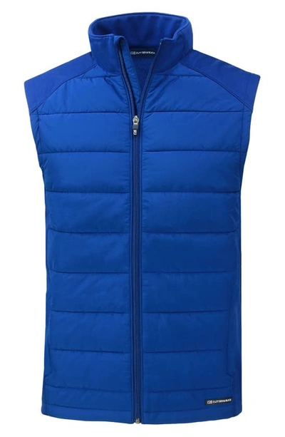 Cutter & Buck Evoke Water & Wind Resistant Full Zip Recycled Polyester Puffer Vest In Tour Blue