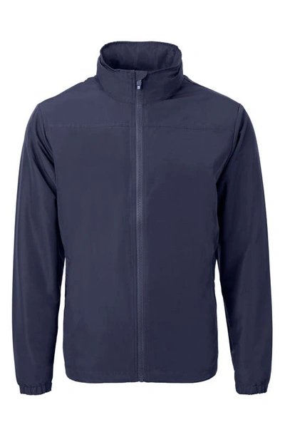 Cutter & Buck Charter Water Resistant Packable Full Zip Recycled Polyester Jacket In Navy Blue