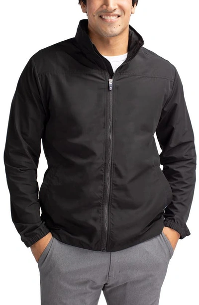 Cutter & Buck Charter Water Resistant Packable Full Zip Recycled Polyester Jacket In Black