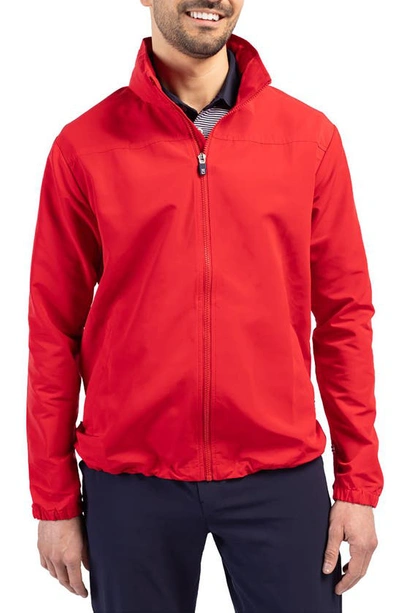 Cutter & Buck Charter Water Resistant Packable Full Zip Recycled Polyester Jacket In Red