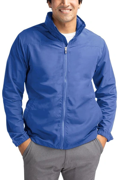 Cutter & Buck Charter Water Resistant Packable Full Zip Recycled Polyester Jacket In Tour Blue