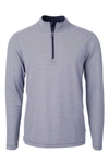 Cutter & Buck Virtue Piqué Quarter Zip Pullover In Navy Blue/ White