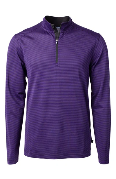 Cutter & Buck Virtue Piqué Quarter Zip Pullover In College Purple/ Black