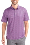 Cutter & Buck Magnolia Scatter Print Performance Polo In Gelato/ Navy Blue