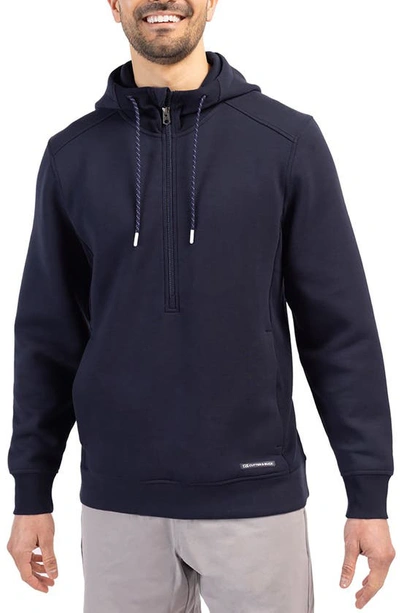 Cutter & Buck Roam Interlock Half Zip Hoodie In Navy Blue