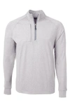 Cutter & Buck Adapt Eco Knit Heather Mens Quarter Zip Pullover In Polished Heather