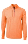 Cutter & Buck Adapt Eco Knit Heather Mens Quarter Zip Pullover In Orange