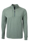 Cutter & Buck Mens Mock Neck Long Sleeve Quarter-zip Pullover In Green