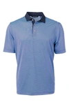 Cutter & Buck Microstripe Performance Recycled Polyester Blend Golf Polo In Atlas/ Navy Blue