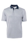 Cutter & Buck Microstripe Performance Recycled Polyester Blend Golf Polo In Navy Blue/ White
