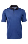 Cutter & Buck Microstripe Performance Recycled Polyester Blend Golf Polo In Tour Blue/ Black