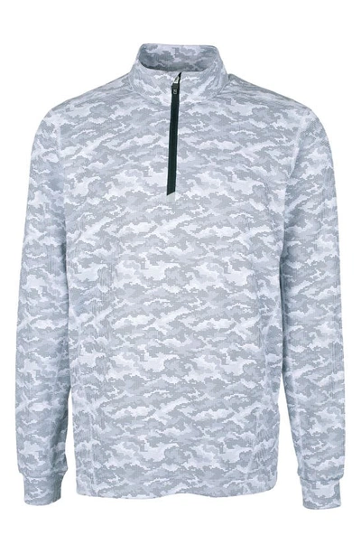 Cutter & Buck Cutter Buck Traverse Camo Print Stretch Quarter Zip Mens Big And Tall Pullover Jacket In Charcoal