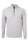 Cutter & Buck Adapt Eco Knit Heather Mens Quarter Zip Pullover In Polished Heather