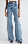 MONSE MONSE CRISSCROSS WAIST RAW HEM WIDE LEG JEANS