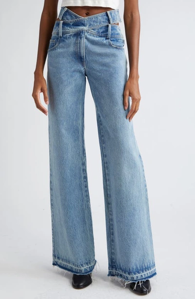 Monse Criss-cross High-rise Wide-leg Jeans In Indigo