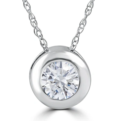 Pompeii3 1/4 Ct Diamond Solitaire Bezel Pendant In 14k White, Rose, Or Yellow Gold In Silver