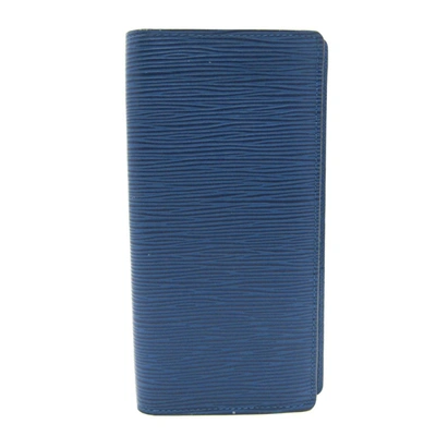 Pre-owned Louis Vuitton Brazza Leather Wallet () In Blue