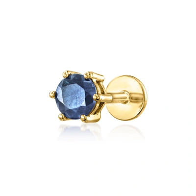 Rs Pure By Ross-simons Sapphire Single Flat-back Stud Earring In 14kt Yellow Gold In Blue
