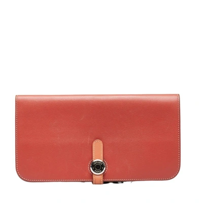 Hermes Hermès Dogon Orange Leather Wallet  ()