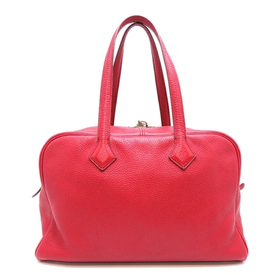 Hermes Hermès Victoria Red Leather Shoulder Bag ()