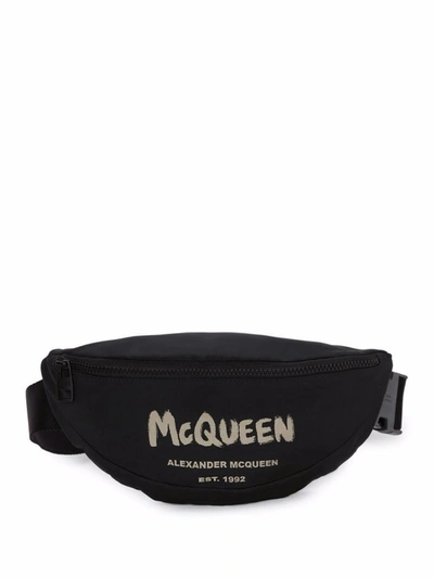 Alexander Mcqueen Logo Print Belt Bag In Black