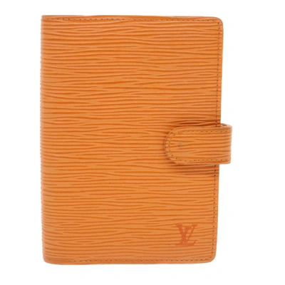 Pre-owned Louis Vuitton Agenda Cover Orange Leather Wallet  ()