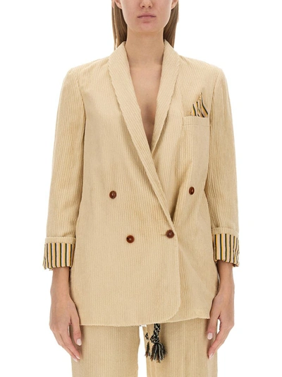 Alysi Double-breasted Jacket In Ivory