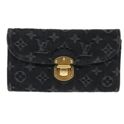 Pre-owned Louis Vuitton Amelia Black Denim - Jeans Wallet  ()