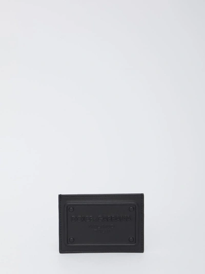 DOLCE & GABBANA BLACK LEATHER CARDHOLDER